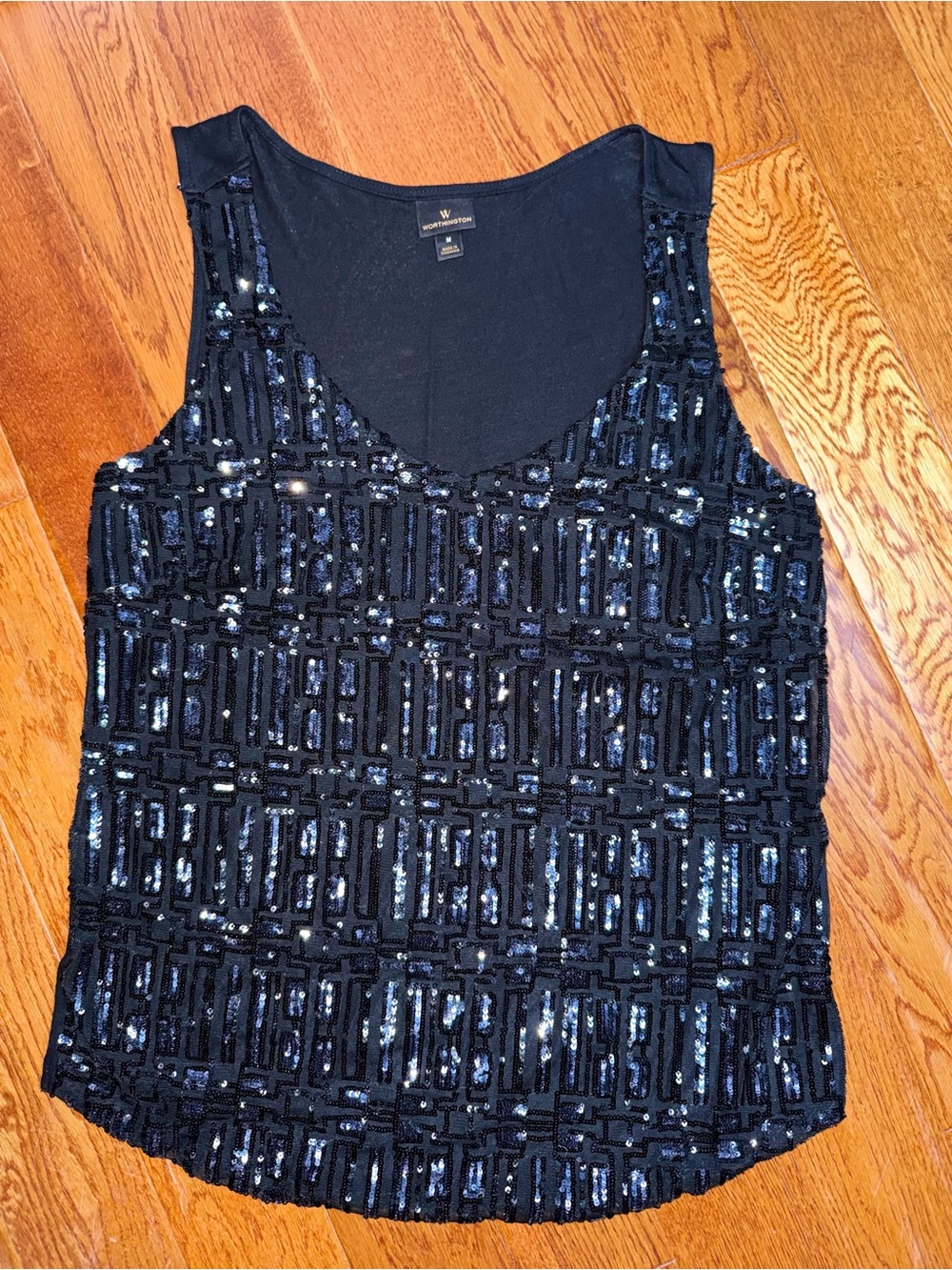 Worthington Black Sequin Sleeveless Top Size Medium